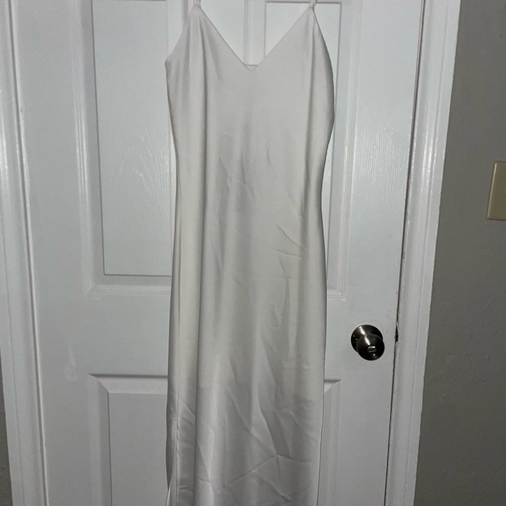 Gianni Bini white satin midi dress.